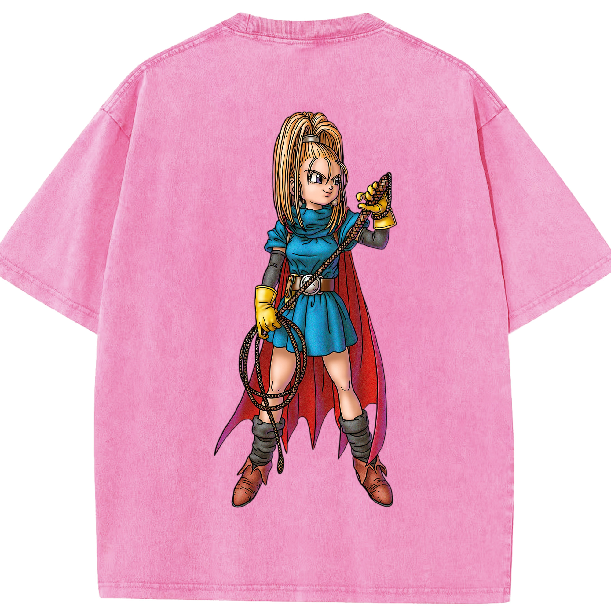 （画像用） ドラゴンクエスト Doragon Kuesuto Dragon Quest 綿100% ヴィンテージ風 半袖Tシャツ（背面プリント）